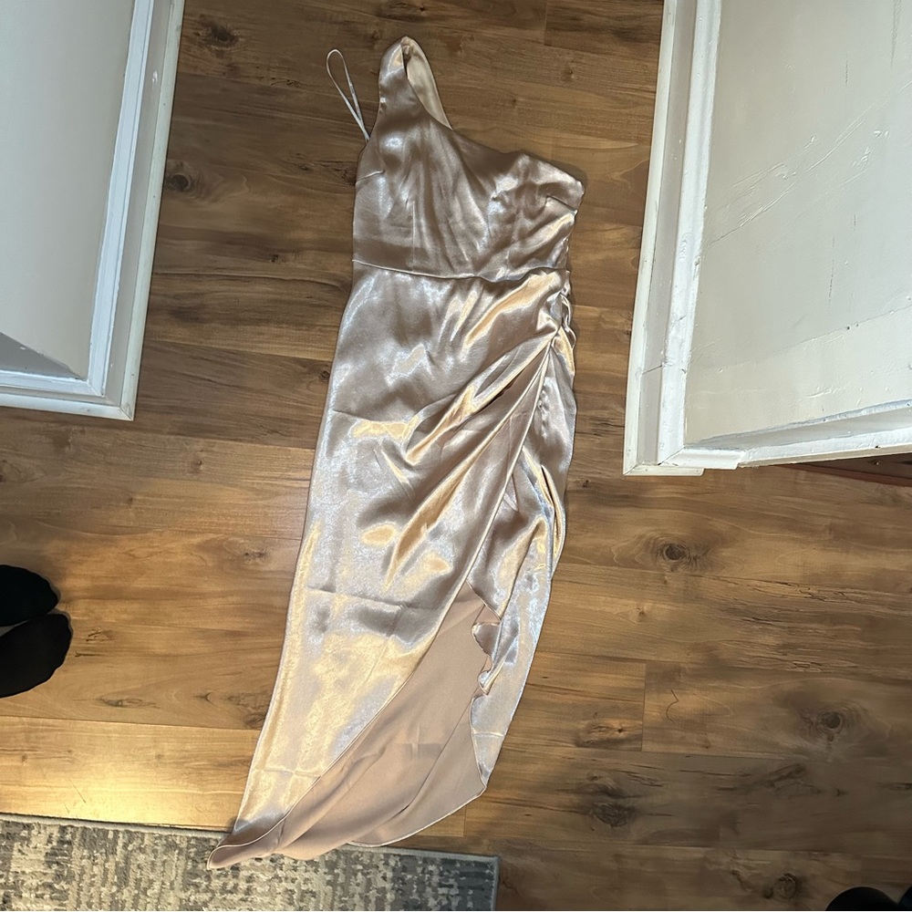 White Fox Boutique Champagne Dress — bridesmaid / wedding guest / cocktail dress